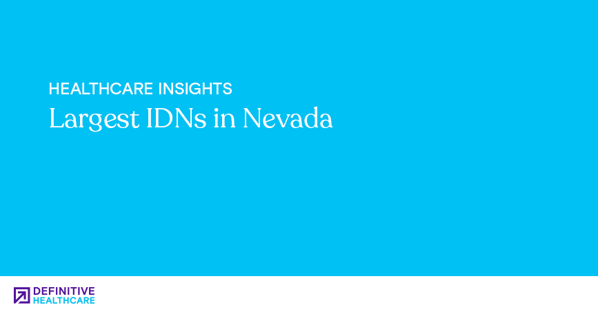 White text on a blue background reading: "Healthcare Insights - Largest IDNs in Nevada"